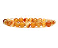Angelstones Handmade Natural Healing Gemstone 8mm Round Beads Stretch Crystal Bracelet 7 Inch Unisex - color: Orange Red Agate