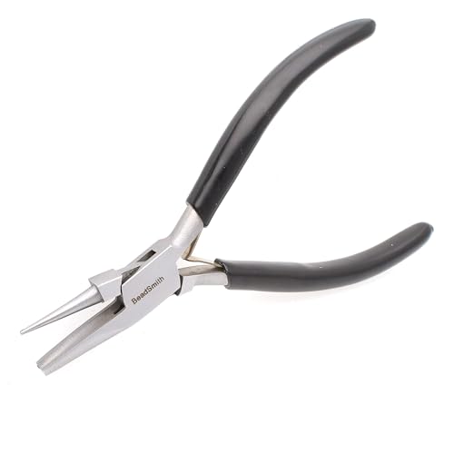 The Beadsmith Round Hollow Nose Plier – 5in Jewelry Wire Looping & Bending Tool with Steel Head, Black PVC Grip & Double Leaf Springs