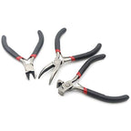 3Pcs Mini Pliers Set-5 Inch Bent Nose Pliers, 4.5 Inch End Cutting Nipper, 5 Inch Diagonal Pliers DIY Jewelry Tool Sets (Black)