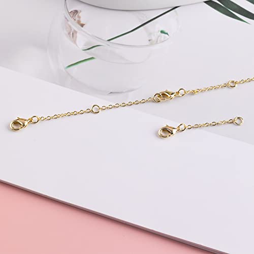 Gold Necklace Extenders,14K Gold Chain Extenders with Lobster Clasp, Durable Plated Solid Brass Necklace Bracelet Anklet Extension Chains(1 2 3 Inches, 3PCS) - color: D-Gold, size: 1,2,3inch