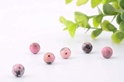 Natural Stone Beads 100pcs 8mm Black Stripe Rhodonite Round Real Stone Beading Loose Gemstone Hole 1mm DIY Charm Beads for Bracelet Necklace Earrings Jewelry Making (Black Stripe Rhodochrosite, 8mm) - color: Black Stripe Rhodochrosite, size: 8mm