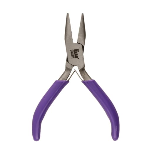 The Beadsmith Mini Series Chain Nose Plier – Create Loops and Bends in Wire and Metal – 3-Inches, Purple Comfort Grip Handle, Single Leaf Spring, Polished Steel Head – Tools for Jewelry Making - style: Chain Nose