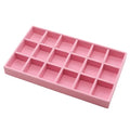 Velvet Jewelry Organizer Trays Pink Stackable Jewelry Storage Display Tray with Removable Dividers, 18 Grids - color: Pink