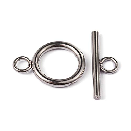 Craftdady 100 Sets Stainless Steel Round Toggle Clasps T Bar Closure Ring End Clasps for Bracelet Necklace Making - color: Stainless Steel Color, 16.5x12mm