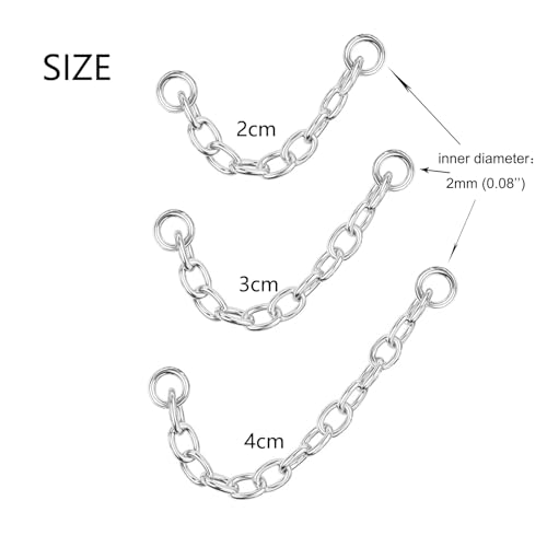 4Pcs Gold Earrings Connector Chains Set for Women, Convertible Dangle Chain for Double Piercings 50mm - color: silver 20mm 30mm 40mm