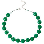 Caiyao Bohemian Colorful Acrylic Round Beaded Choker Necklaces Handmade Adjustable Resin Beads Clavicle Rope Necklace for Women Men Ethnic Costume Party Vacation Jewelry Gifts - color: Green