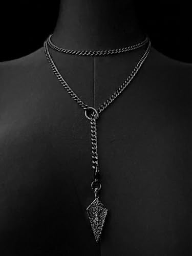18K Gold Plated Knight's Shield Slip Chain for Women - color: Black, size: 39''