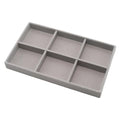 Velvet Jewelry Organizer Trays Gray Stackable Jewelry Storage Display Tray with Removable Dividers, 6 Grids - color: Gray