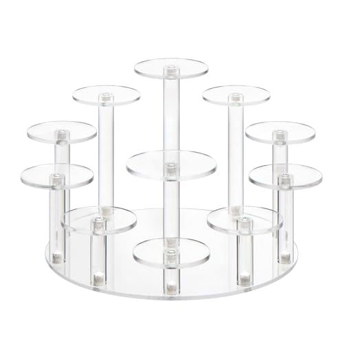 Round Acrylic Jewelry Stand Acrylic Display Riser Stands Dessert Tower Display Tower for Watch,Jewelry,Rings,Earrings,Mini Figurines,Cupcakes(Clear,11Tier) - size: Clear-11 Tier