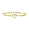 Mothers Day Gifts - Beaded Bracelets for Women 14K Silver Gold Plated Stretch Handmade Ball Bracelets Cute Charm Bracelet Dainty Stackable Cross Heart Bow Wave CZ Circle Trendy Jewelry Easter Gifts - color: knot-heart