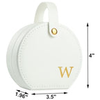 Travel Jewelry Case, Elegant Half-Moon Design with Golden Accents, Detachable Handle, White Personalized Accessory Organizer, Fashion-Forward Gift for Women and Teens(W) - style: W