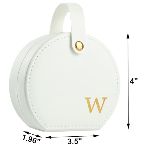 Travel Jewelry Case, Elegant Half-Moon Design with Golden Accents, Detachable Handle, White Personalized Accessory Organizer, Fashion-Forward Gift for Women and Teens(W) - style: W