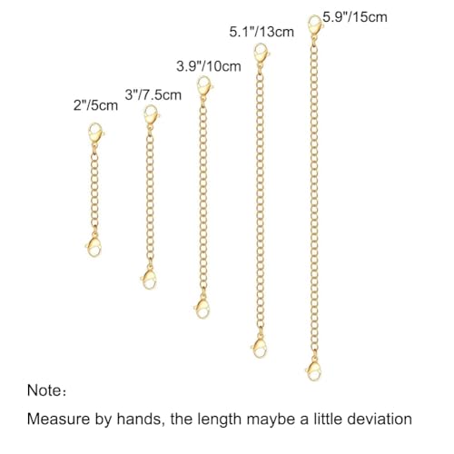 5Pcs Gold Stainless Steel Necklace Extender Chain Necklace Extenders for Bracelet Anklet Stainless Steel Chain Extenders for Jewelry Making (2in 3in 4in 5in 6in) - color: Gold