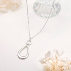 Long Necklace Sterling Silver Larait Bar Y Lariat Long Chain Drop Adjustable Necklace Gift for Her, 30" - style: Long Chain Teardrop Necklace
