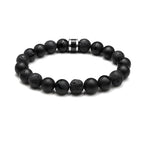 Kartini Studio Men's Bracelet, Black Onyx and Lava Stone Beads Bracelet, Men's Quality Bead Jewelry