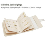 LAKE OF FIRE Earring Holder Organizer with Foldable Book Design Jewelry Book Organizer, Portable Pu Leather Travel Earring Case(Beige) - color: Beige