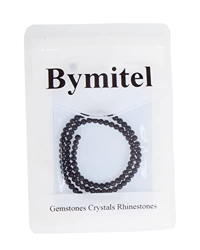 Bymitel 90 pcs Natural Genuine Real Round Loose Stone Beads Gemstone Spacers for Charm DIY Jewelry Making 15.5" per Strand 4mm (Black Onyx, 4mm) - color: Black Onyx, size: 4mm