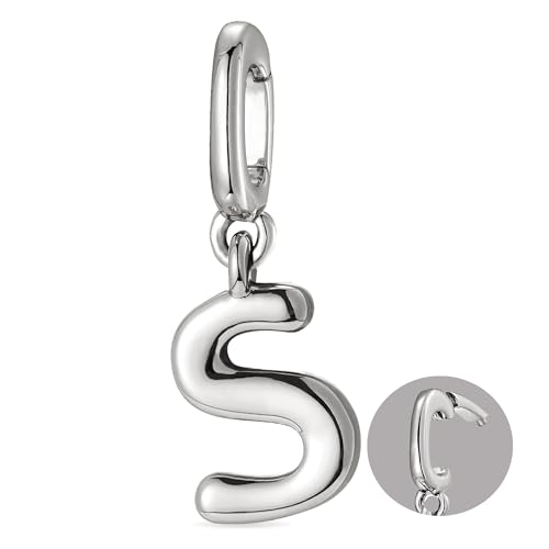 OVRUNS Initial Charm for Women,Letter Bracelet Necklace Charms Alphabet Pendant Charms With Clasp - color: Silver, style: Letter S
