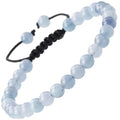 MASSIVE BEADS Natural Healing Power Gemstone Crystal Beads Unisex Adjustable Macrame Bracelets - color: Aquamarine, size: 6mm
