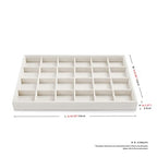 24 Girds Linen Jewelry Tray Earring Organizer Tray Ring Earrings Holder Jewelry Drawer Organizer Storage Display (White) - size: 24 Grid