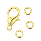ALEXCRAFT Lobster Clasps for Jewelry Making, 150pcs 10mm Lobster Claw Clasps with Open Jump Rings Necklace Bracelet Extender 14K Gold Clap for DIY Jewelry Repair(Gold) - color: Gold