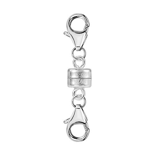 925 Sterling Silver Double Lobster Clasp Magnetic Jewelry Clasps Magnetic Necklace Clasps and Closures Sterling Silver Double Bracelet Necklace Clasp - color: C-White Gold