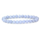 Angelstones Handmade Natural Healing Gemstone 6mm Round Beads Stretch Crystal Bracelet 7 Inch Unisex - color: Blue Lace Agate