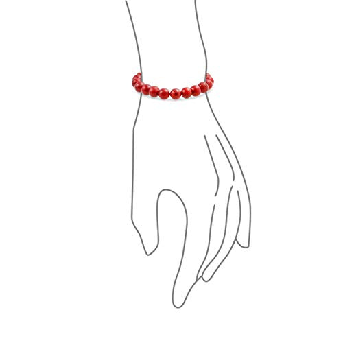 Bling Jewelry Natural Multi Color Semi Precious Gemstone Round Bead 8MM Strand Stackable Stretch Bracelet For Women Men Teen Unisex - color: Red Calcite