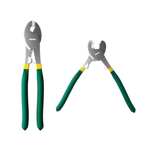 SENDA 10 Inch High Leverage Cable Cutter Heavy Duty Wire Cutting Tool for Aluminum Copper Electrical & Communication Cable, CRV Steel Blade with Ergonomic Comfort Grip - style: Wire Cutters
