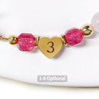 Birthday Number Cross Bracelet for Girls Ages 1-8, Strawberry Quartz & Pearl Beaded Bracelet with Gold-tone Cross & Heart Number, Adjustable Clasp Bracelet, Silver Gift Box - style: 3RD