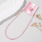 Crystal Choker Necklaces for Women,4mm Handmade Natural Stone Choker Beaded Necklace Healing Crystal Necklace Gemstone Bead Necklaces for Women - color: Rose Quartz