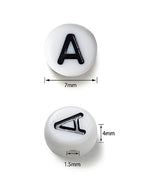 Deinduser 1400 Pieces Letter Beads - 4x7mm White Round for Bracelets Acrylic Jewelry Making Bracelet Alphabet with Black inked, R-W0B - color: White beads with Black inked letter, size: Round 4*7mm