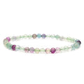 Angelstones Natural Gemstone Small Beaded Stretch Bracelet, 4mm Faceted Round Beads, Crystal Healing Bracelet for Women - color: Fluorite
