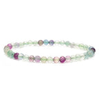 Angelstones Natural Gemstone Small Beaded Stretch Bracelet, 4mm Faceted Round Beads, Crystal Healing Bracelet for Women - color: Fluorite