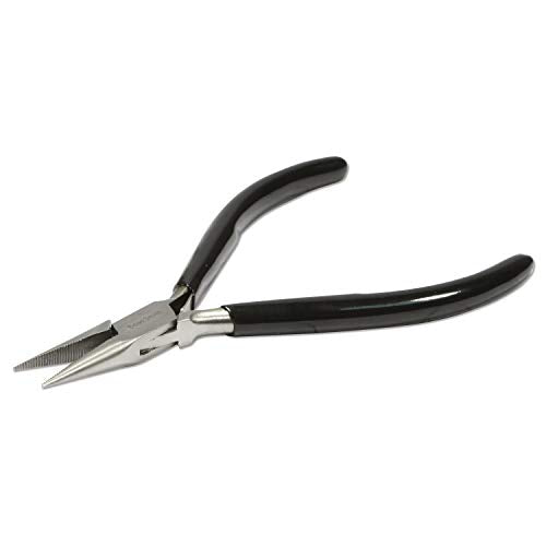 The Beadsmith Chain Nose Pliers – Serrated – Extra Fine Tips – 4.5 inches (114mm) – PVC Grip Handle with Double Leaf Springs – Jewelry Making Tool for Creating Bracelets, Earrings and Necklaces - style: Serrated Chain nose