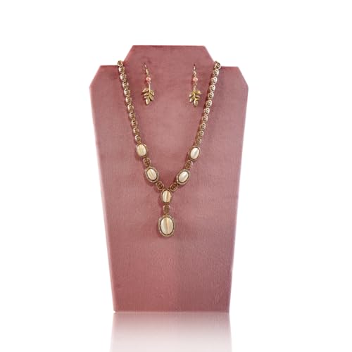 6Pcs/Set Necklace&Earring Display stand Velvet Jewelry Set Easel Display Rack Jewelry Display Stand for Vendors Jewelry Bust (Pink, L) - size: L