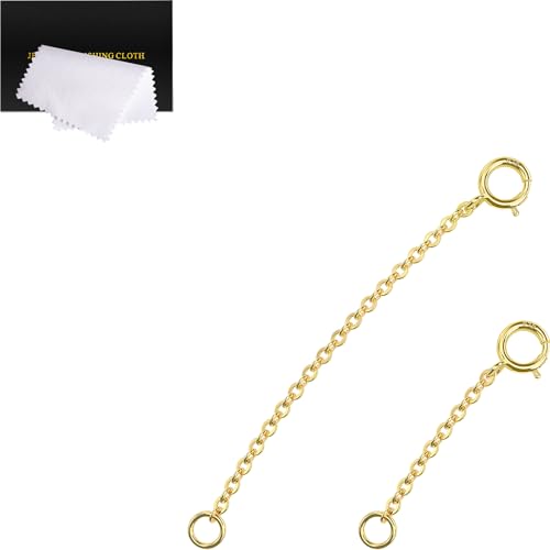 Necklace Extenders for Women, Gold Bracelet Extender Gold Chain Anklet Jewelry Extension for Women, 2 Piece Set (1, 2 Inches) - color: Gold, size: 1 2 inch