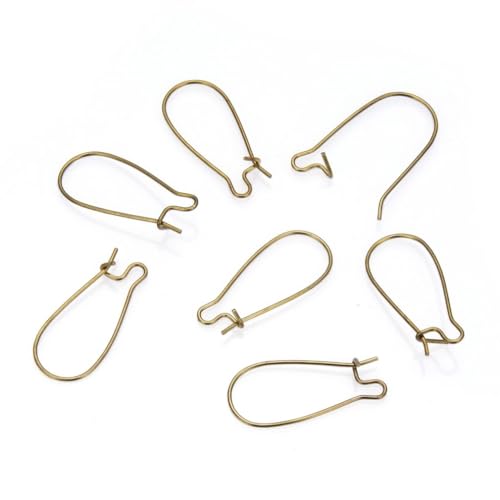 Adabele 50pcs Raw Brass Kidney Earring Hooks Ear Wire Connector 18mm Long Unplated/Uncoated for DIY Craft Earrings Jewelry Making CX187-18 - color: Raw Brass Gold, size: 18mm (0.71") - 50pcs