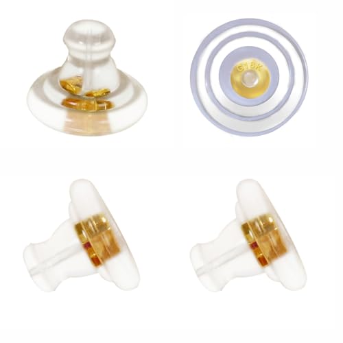 20pcs 18K Gold Silicone Earring Backs Replacements, Locking Secure Earring Backs for Studs/Droopy Ears, No-Irritate Hypoallergenice Soft Clear Earring Stopper Accessories for Adults (Gold) - color: Gold