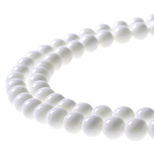 MJDCB 7A Natural Deep Sea White Shells Round Stone Beads for Jewelry Making DIY Bracelet Necklace (8mm) - color: Deep Sea White Shells, size: 8mm