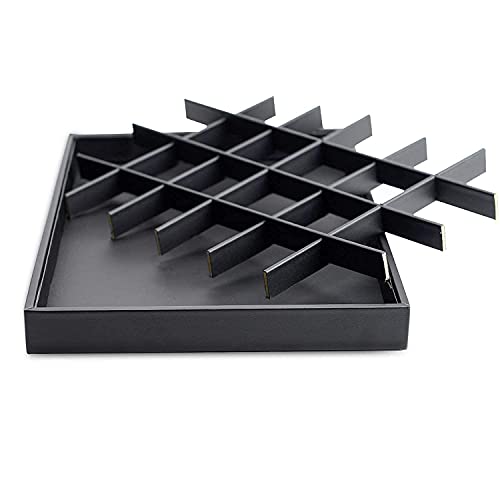 Stackable Jewelry Organizer Tray Premium PU Leather 24 Grid Jewelry Display Tray Trinket Earring Ring Organizer - style: 24 Grids