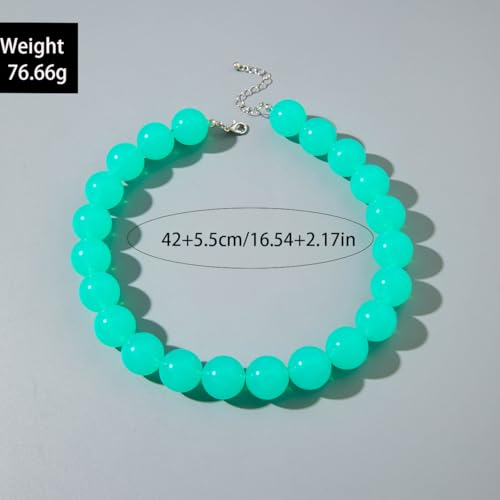 Chunky Acrylic Resin Beaded Necklace for Women Colorful Large Round Choker Adjustable Stack Acrylic Beads Necklace Resin Summer Party Jewelry - style: Blue