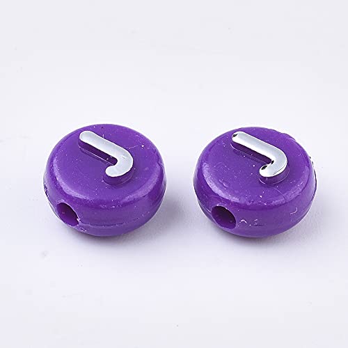 BEEFLYING 632Pcs 10MM Plating Opaque Acrylic Alphabet Beads Acrylic Letter Beads Flat Round Disc Loose Spacer Beads for Jewelry Bracelet Necklace Earring Making DIY Crafts, Dark Violet - color: Dark Violet
