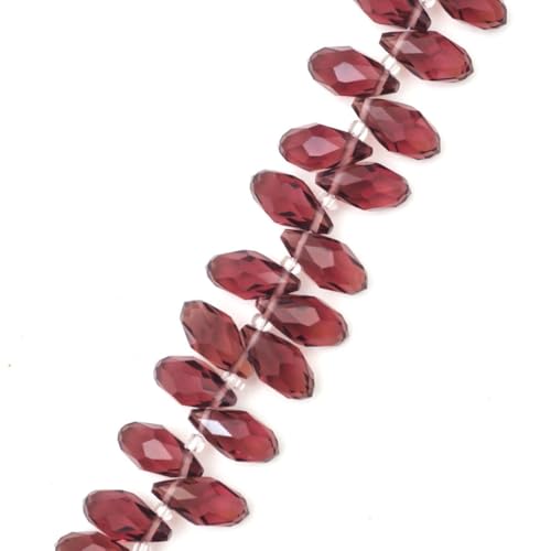 200pcs Czech 12mm Faceted Teardrop Briolette Crystal Glass Loose Beads Pendant Drop Spacer Bulk Burgundy Red for DIY Jewelry Making CCT2-11 - color: Burgundy Red, size: 12x6mm - 200pcs