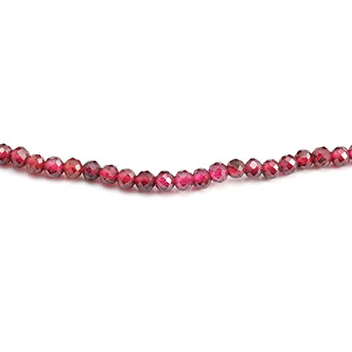 2 Strands Natural Stone Beads Garnet Gemstone Faceted Loose Beads for Jewelry Making Necklace Length 15" Size 3mm - size: 3mm