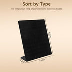Homeanda Ring Display Stand with Velvet Lining, 2 Pcs L-Shaped Jewelry Organizer with Individual Slots, Sturdy Non-Slip Base for Retail Display, Home Storage & Photography (8" x 4" x 9.6") - style: 2 PCS