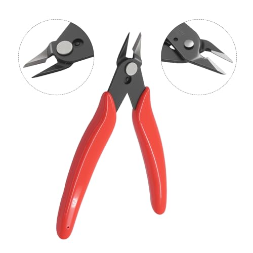 5 Inch Micro Wire Flush Cutters, 3Pcs Spring Loaded Precision Wire Snips for Jewelry, 3D Printing, Electronics & Crafts - Red - color: Red