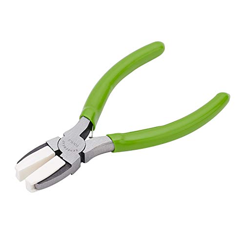 BENECREAT Double Nylon Jaw Pliers Flat Nose Pliers with Adhesive Jaws for DIY Jewelry Making Hobby Projects, Green - color: Green