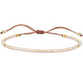 KELITCH Adjustable turquoise bead bracelet single color knitting friendship bracelet fashion jewelry daily wear gift (28 color selection) - color: Beige 04H