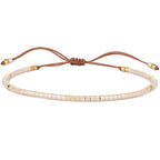 KELITCH Adjustable turquoise bead bracelet single color knitting friendship bracelet fashion jewelry daily wear gift (28 color selection) - color: Beige 04H